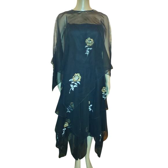 Vintage Lillie Rubin Designer By Asuman Dress Sheer Cape unique prom dress - Picture 4 of 10